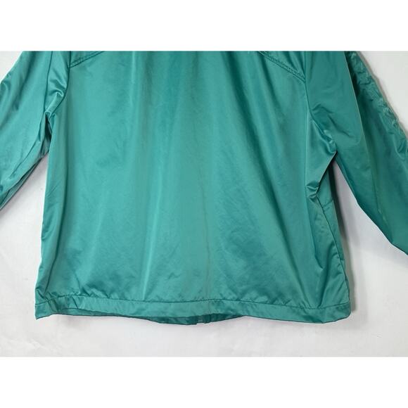 Chicos Collection Size XL (3) Teal Turquoise Full Zip Windbreaker Jacket Shiny - Picture 7 of 11